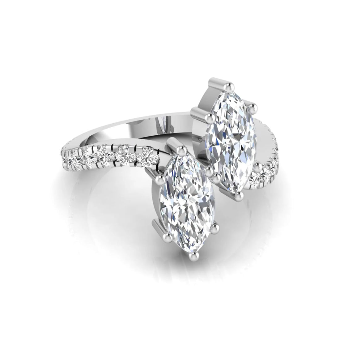 OctaPearl Marquise Cut Lab Grown Diamond Toi et Moi Ring