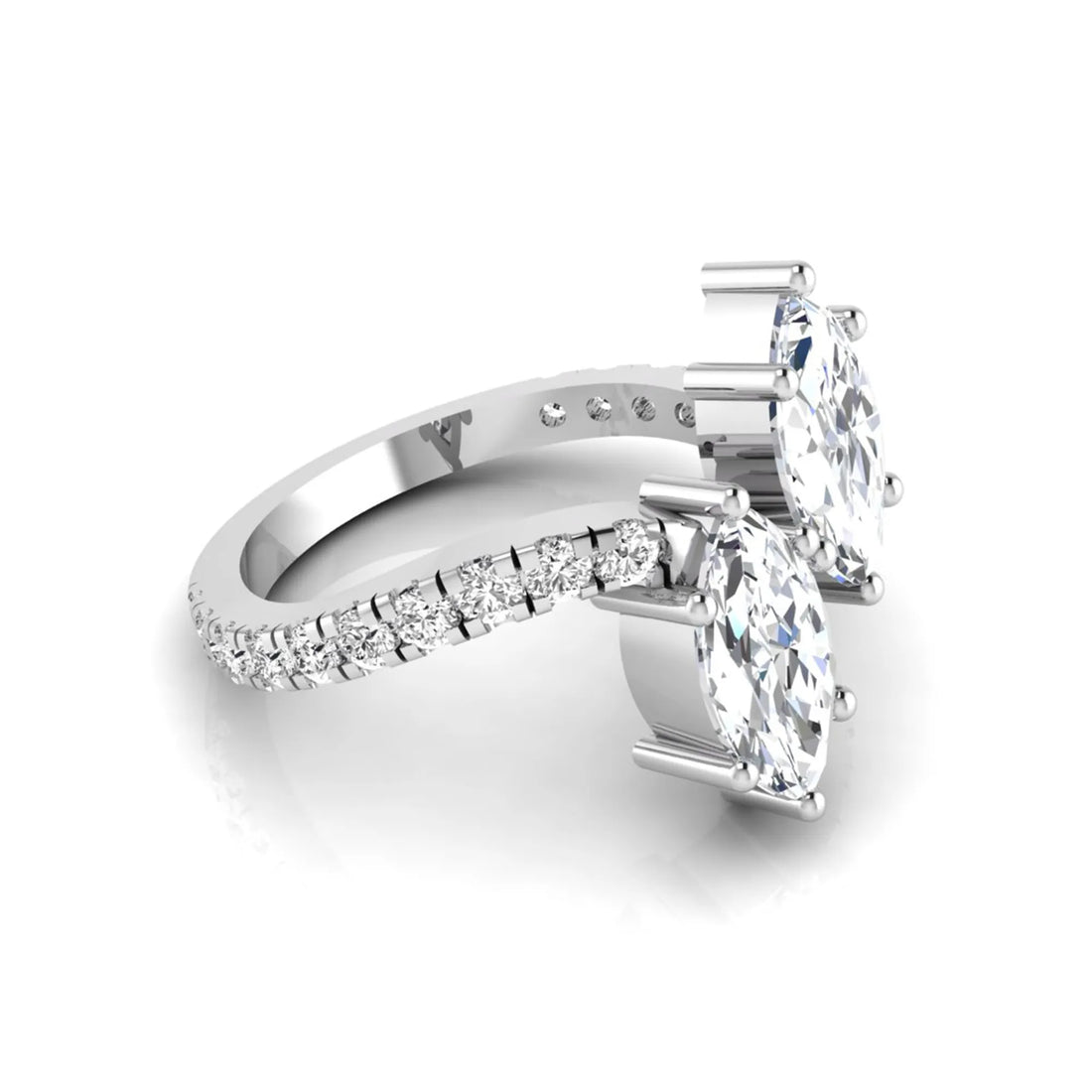 OctaPearl Marquise Cut Lab Grown Diamond Toi et Moi Ring