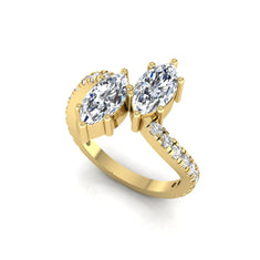 OctaPearl Marquise Cut Lab Grown Diamond Toi et Moi Ring - alternate view