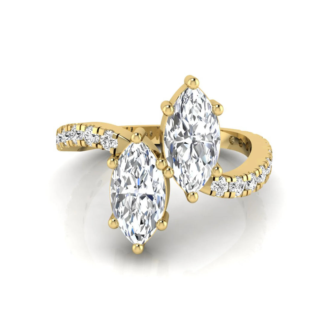 OctaPearl Marquise Cut Lab Grown Diamond Toi et Moi Ring