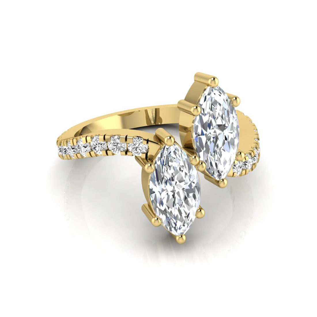 OctaPearl Marquise Cut Lab Grown Diamond Toi et Moi Ring