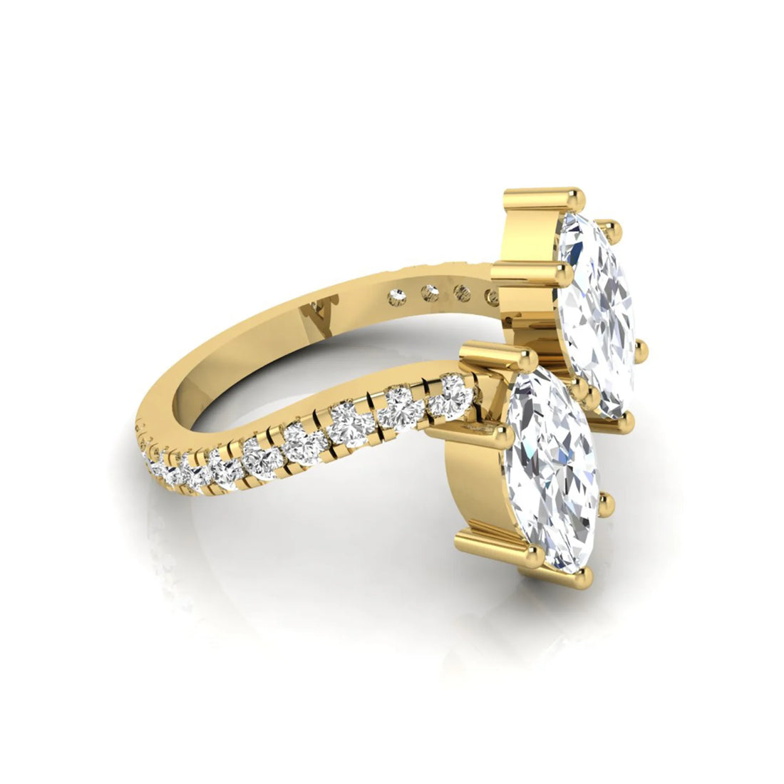 OctaPearl Marquise Cut Lab Grown Diamond Toi et Moi Ring