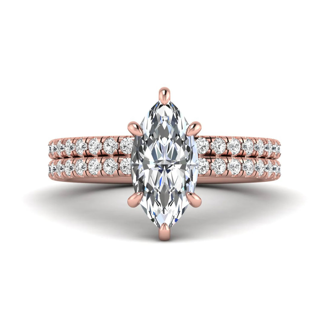 OctaPearl 2 ct Marquise Cut Lab Grown Diamond Pave Wedding Bridal Ring Set