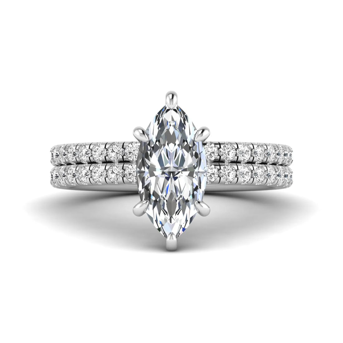 OctaPearl 2 ct Marquise Cut Lab Grown Diamond Pave Wedding Bridal Ring Set
