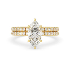 OctaPearl 2 ct Marquise Cut Lab Grown Diamond Pave Wedding Bridal Ring Set