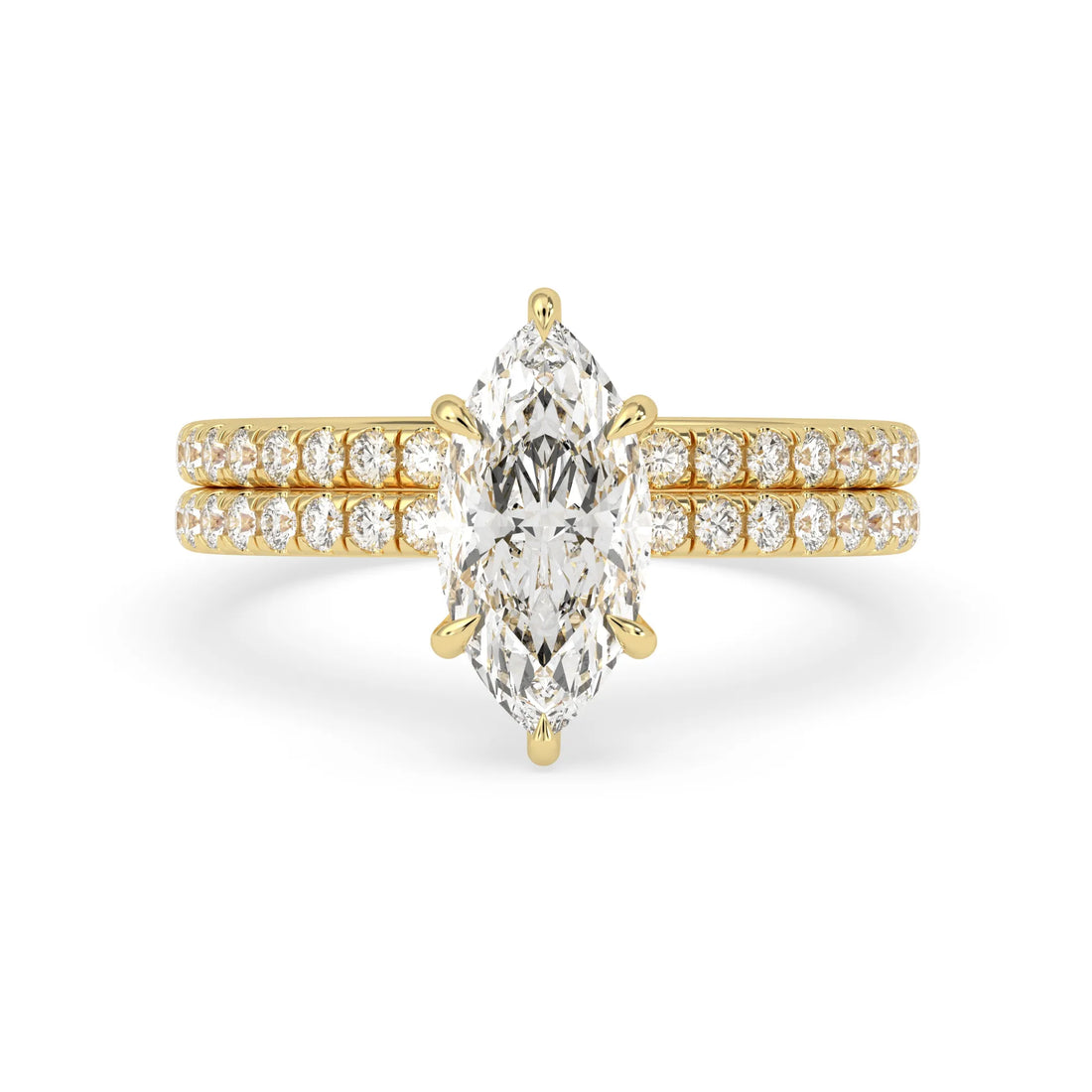 OctaPearl 2 ct Marquise Cut Lab Grown Diamond Pave Wedding Bridal Ring Set