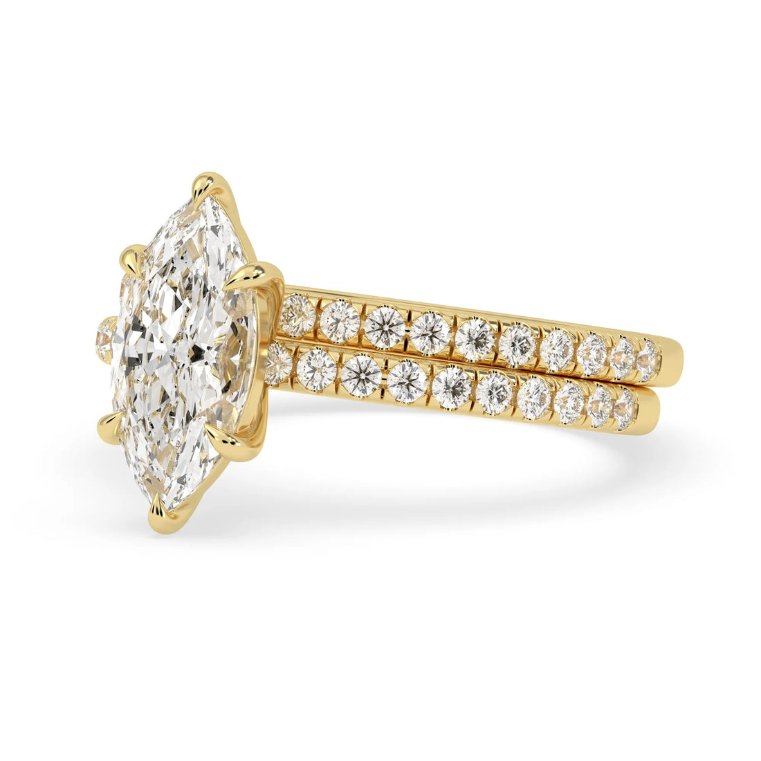 OctaPearl 2 ct Marquise Cut Lab Grown Diamond Pave Wedding Bridal Ring Set