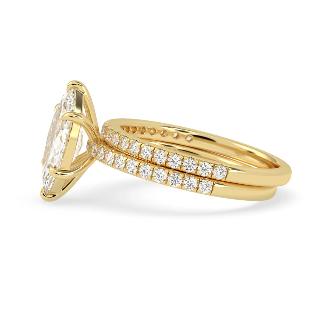 OctaPearl 2 ct Marquise Cut Lab Grown Diamond Pave Wedding Bridal Ring Set