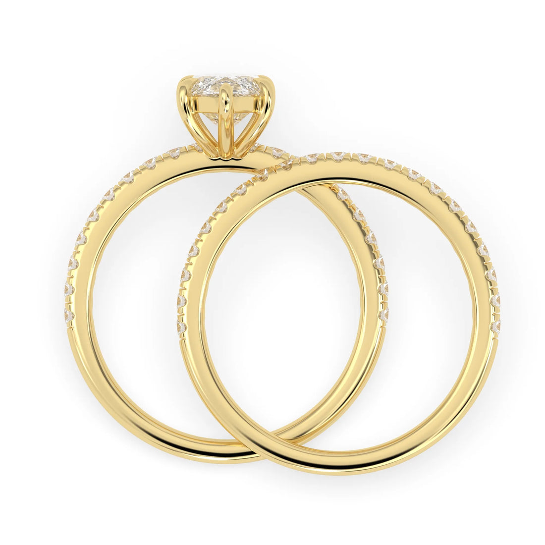 OctaPearl 2 ct Marquise Cut Lab Grown Diamond Pave Wedding Bridal Ring Set
