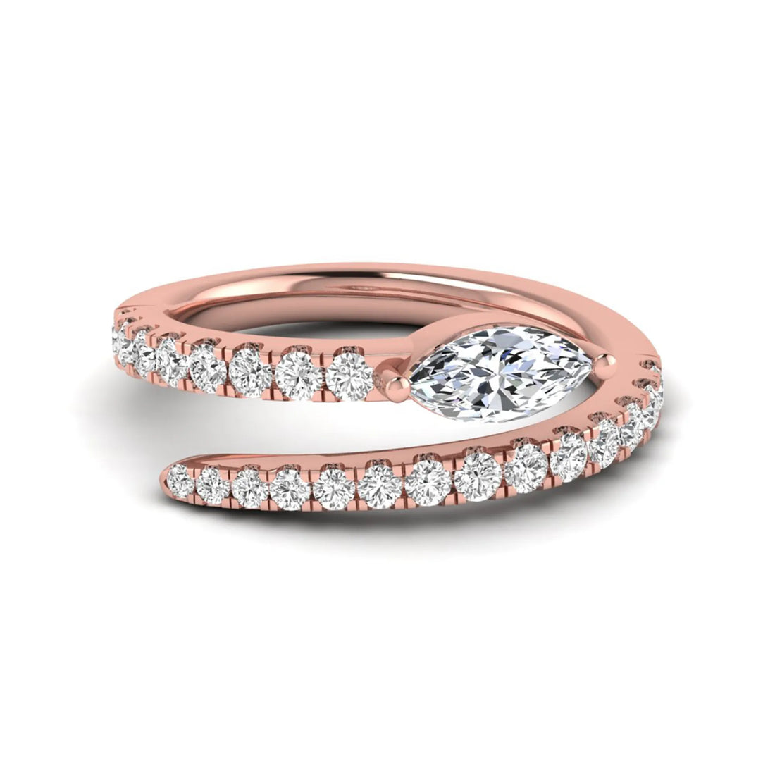 OctaPearl Marquise Cut Lab Grown Diamond Bypass Wrap Engagement Ring