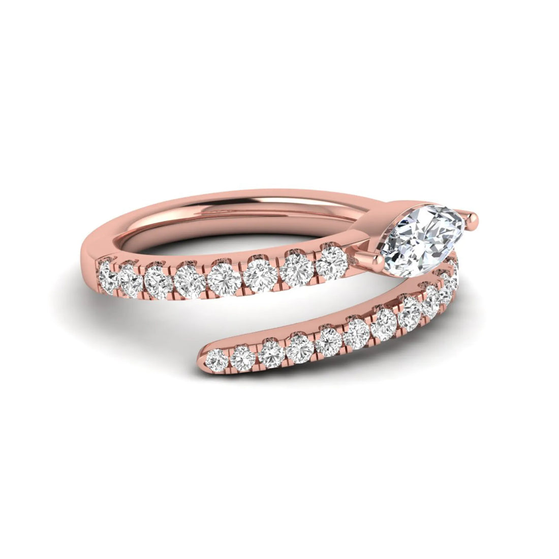 OctaPearl Marquise Cut Lab Grown Diamond Bypass Wrap Engagement Ring