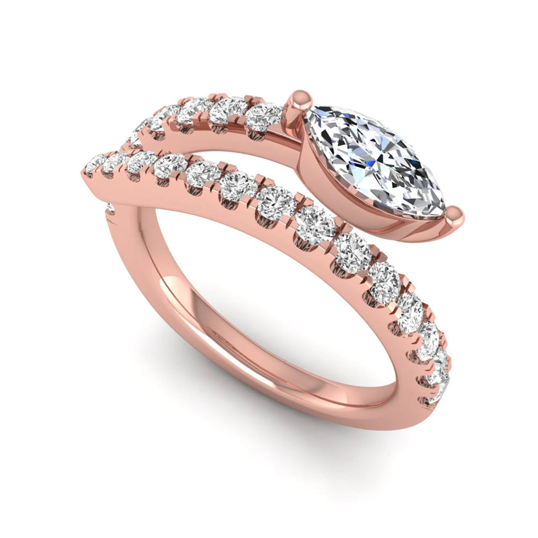OctaPearl Marquise Cut Lab Grown Diamond Bypass Wrap Engagement Ring