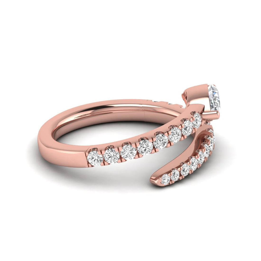 OctaPearl Marquise Cut Lab Grown Diamond Bypass Wrap Engagement Ring