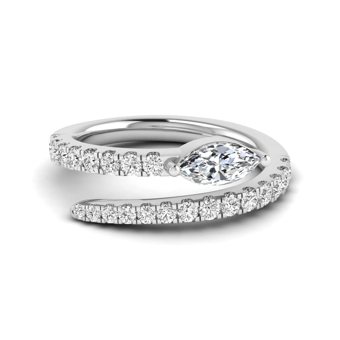 OctaPearl Marquise Cut Lab Grown Diamond Bypass Wrap Engagement Ring