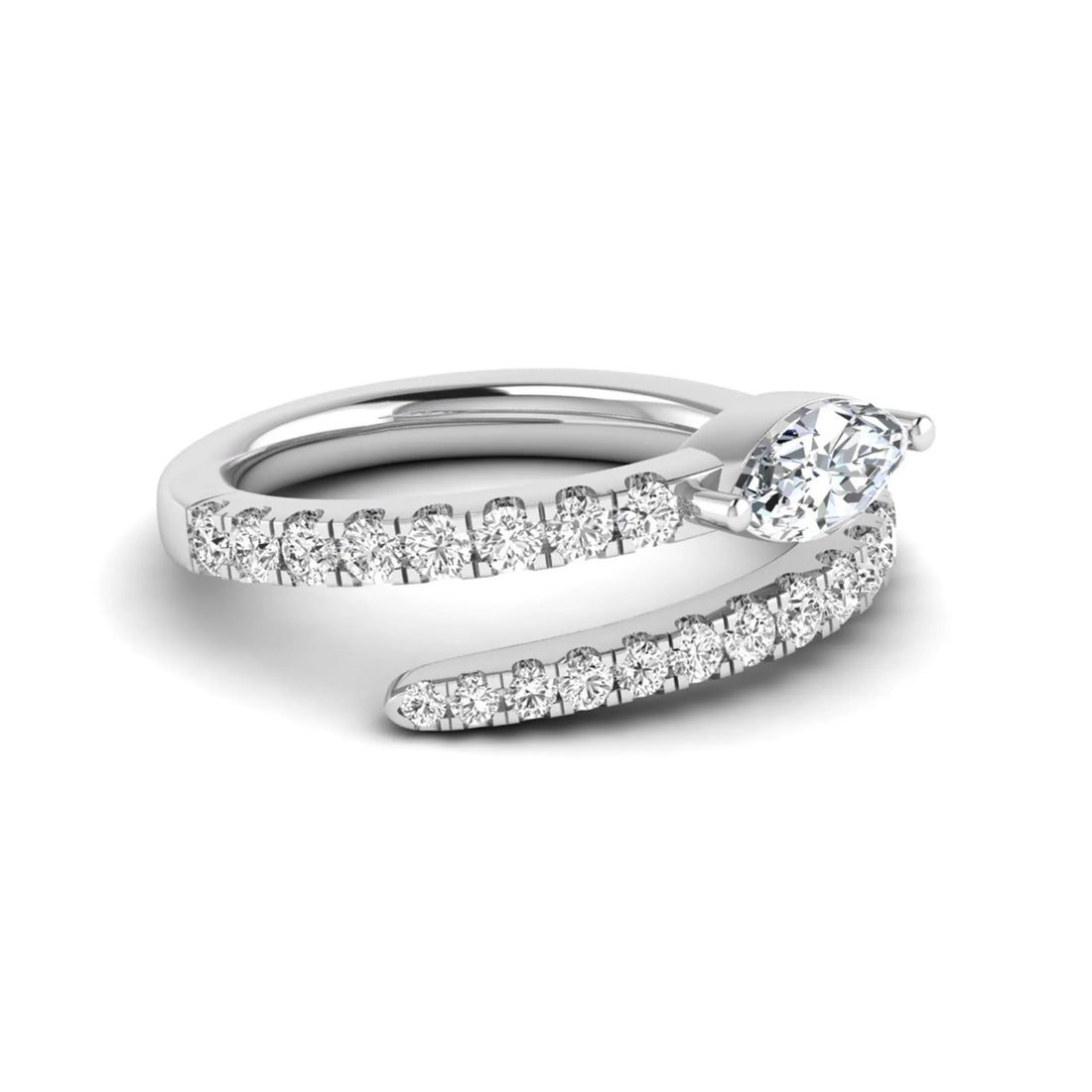 OctaPearl Marquise Cut Lab Grown Diamond Bypass Wrap Engagement Ring