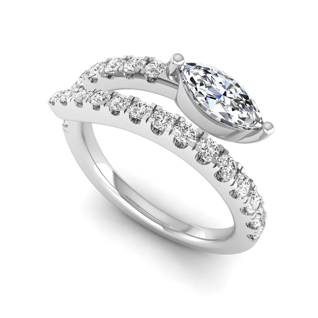 OctaPearl Marquise Cut Lab Grown Diamond Bypass Wrap Engagement Ring