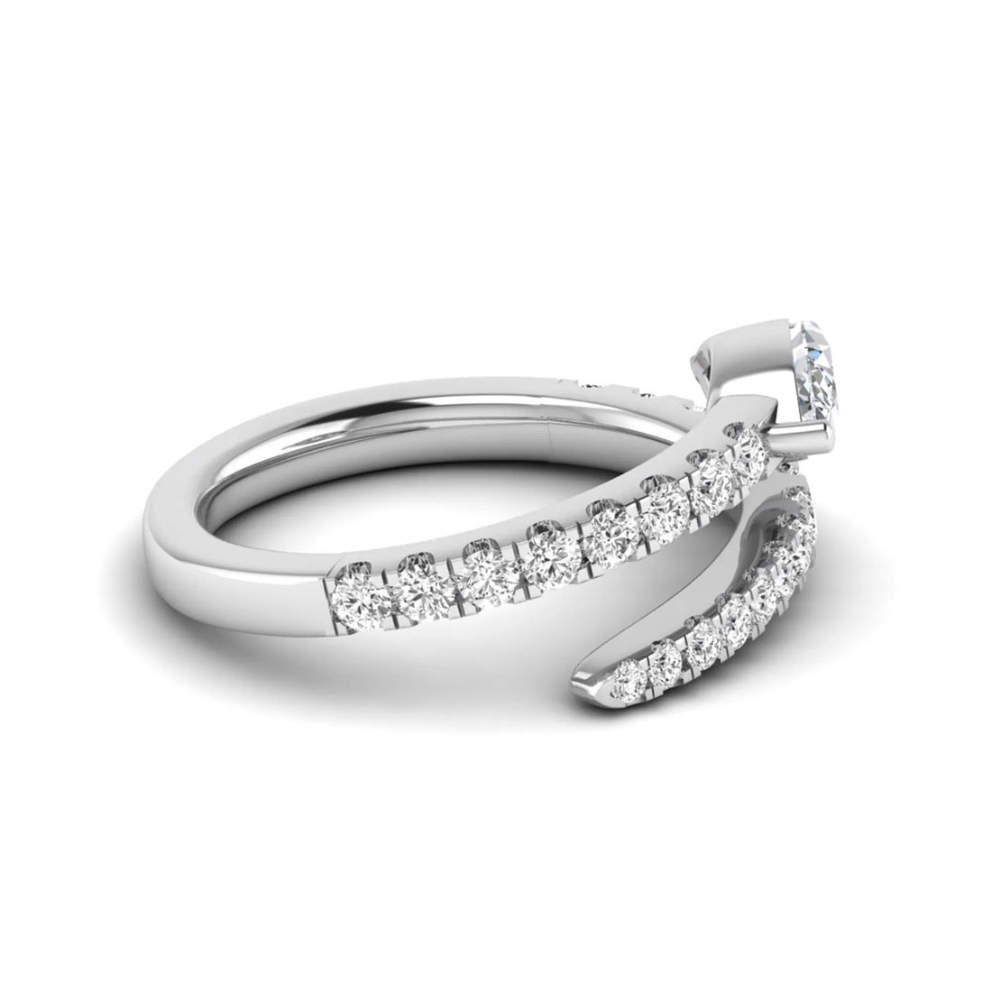 OctaPearl Marquise Cut Lab Grown Diamond Bypass Wrap Engagement Ring