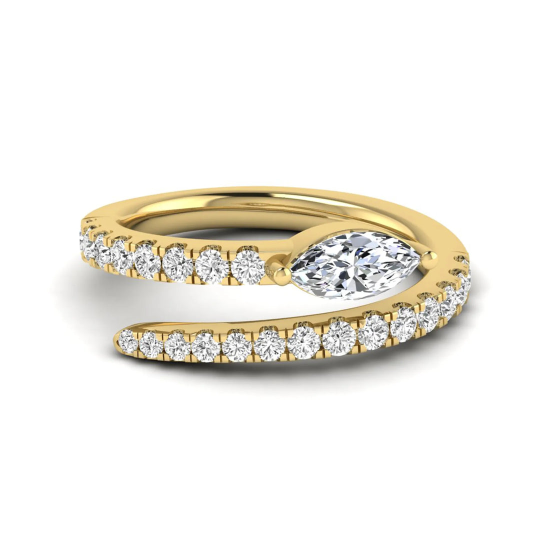 OctaPearl Marquise Cut Lab Grown Diamond Bypass Wrap Engagement Ring