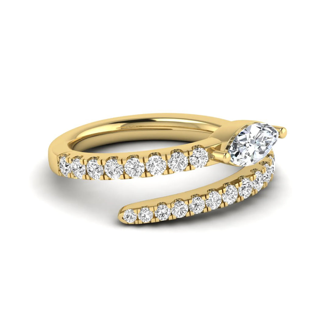 OctaPearl Marquise Cut Lab Grown Diamond Bypass Wrap Engagement Ring