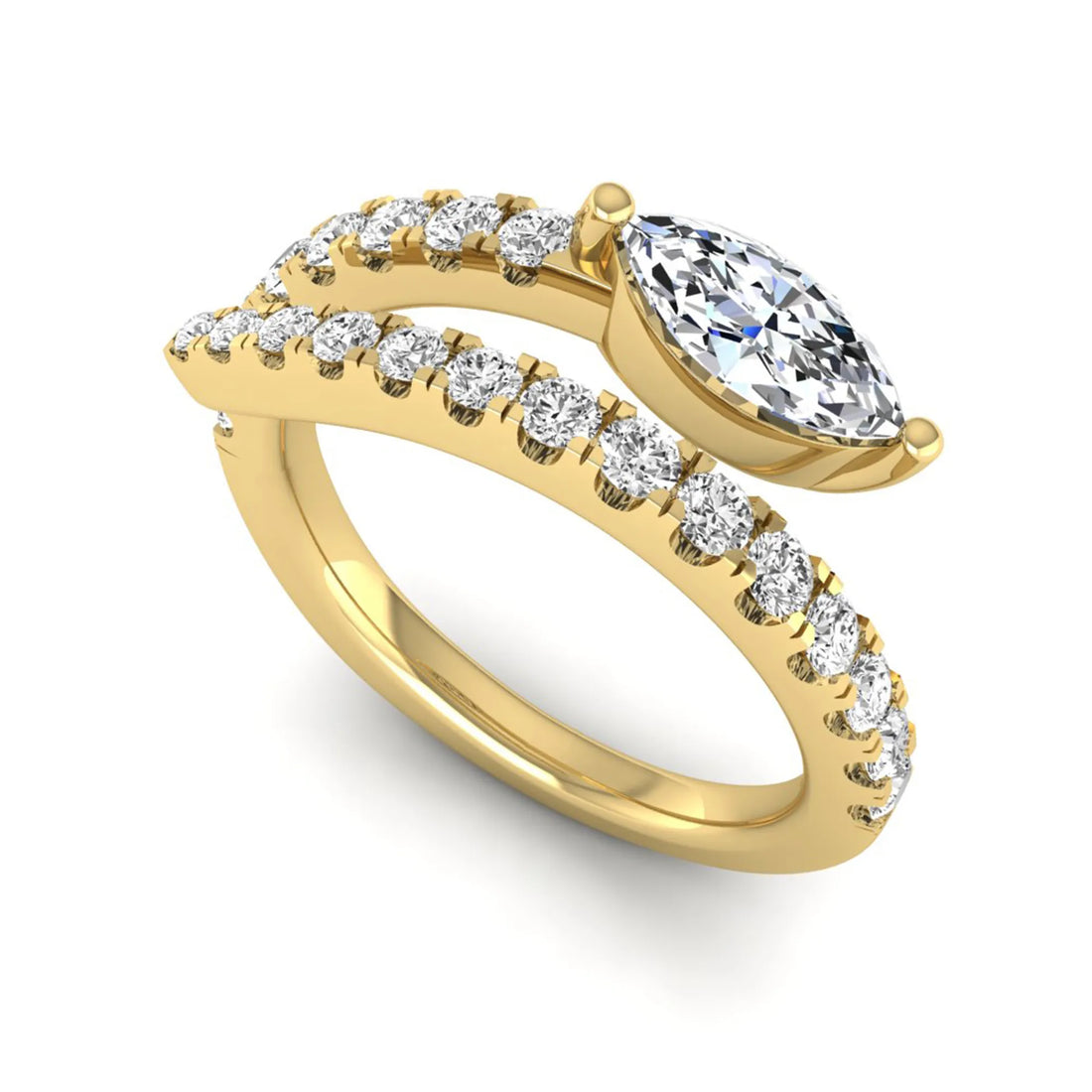 OctaPearl Marquise Cut Lab Grown Diamond Bypass Wrap Engagement Ring