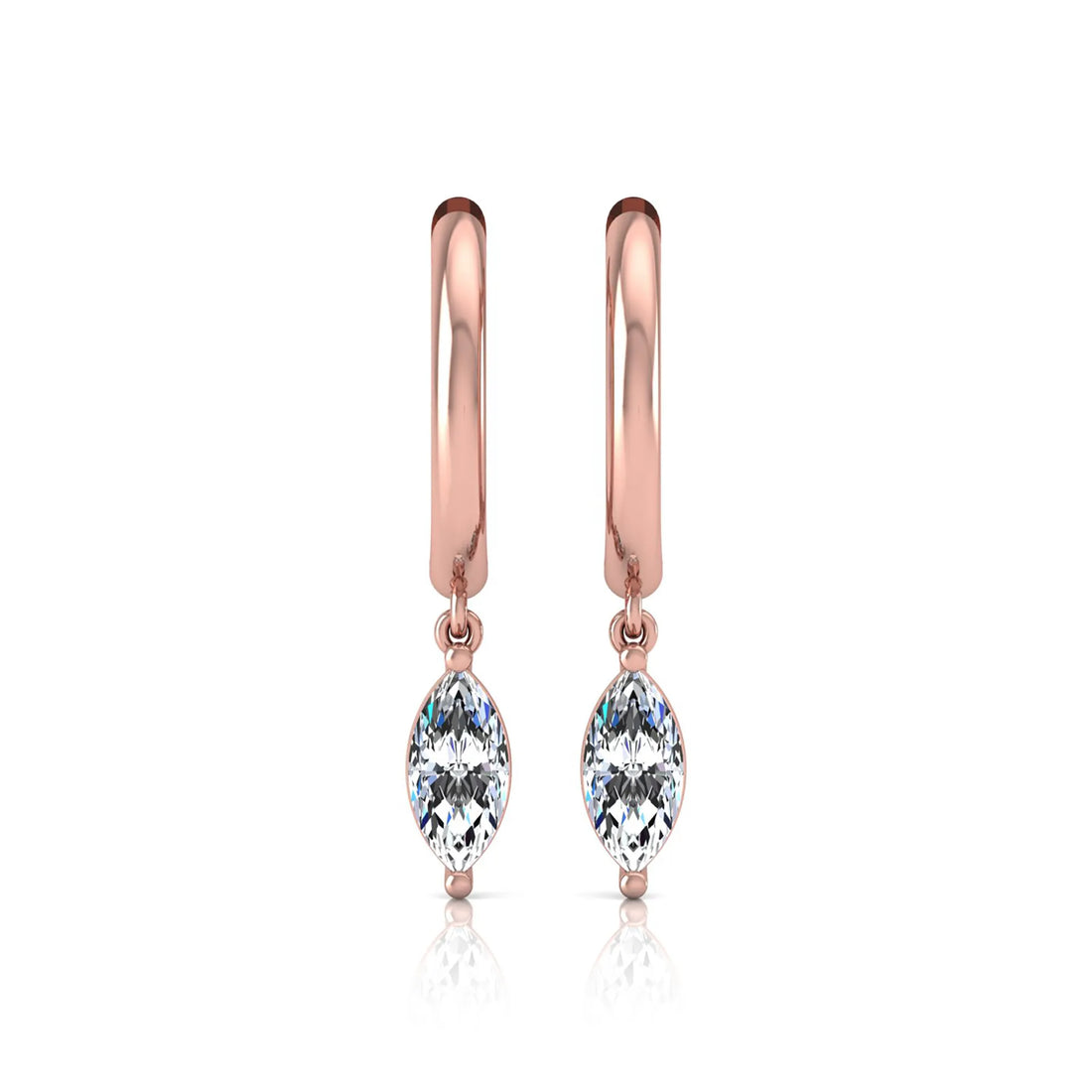OctaPearl Marquise Drop Lab Grown Diamond Huggie Hoop Earrings