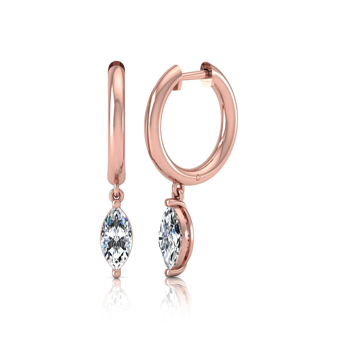 OctaPearl Marquise Drop Lab Grown Diamond Huggie Hoop Earrings