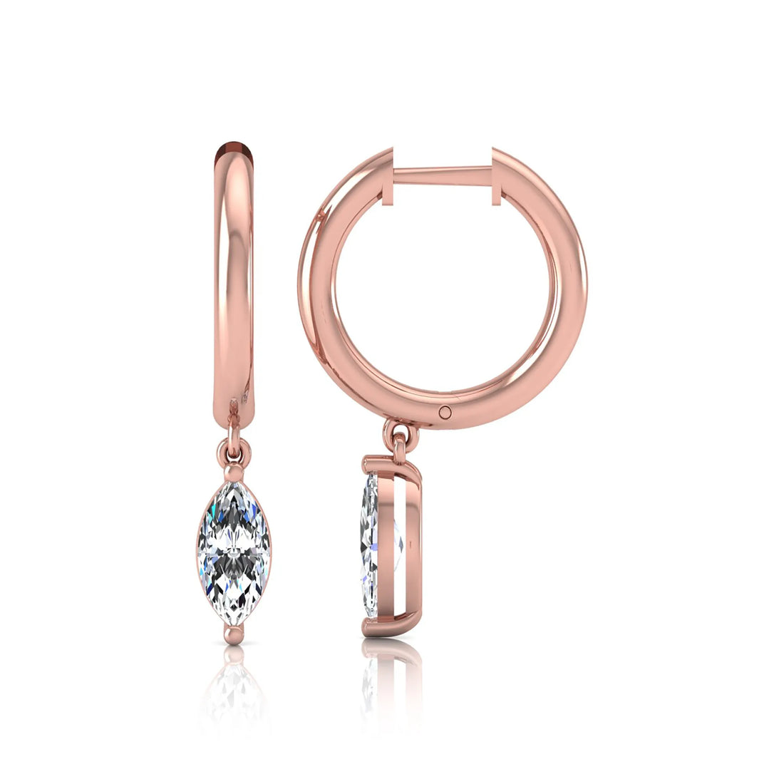 OctaPearl Marquise Drop Lab Grown Diamond Huggie Hoop Earrings