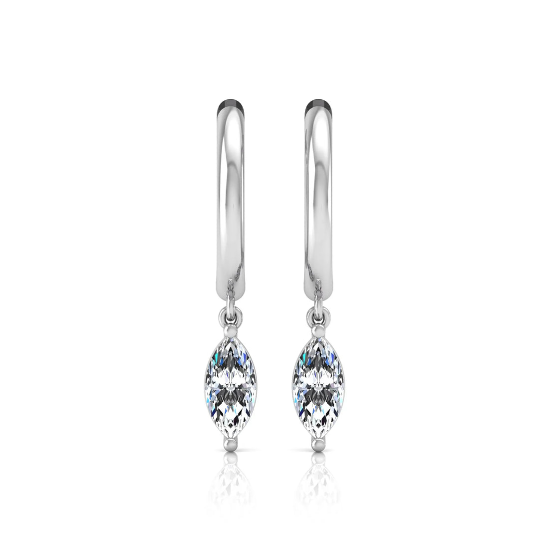 OctaPearl Marquise Drop Lab Grown Diamond Huggie Hoop Earrings