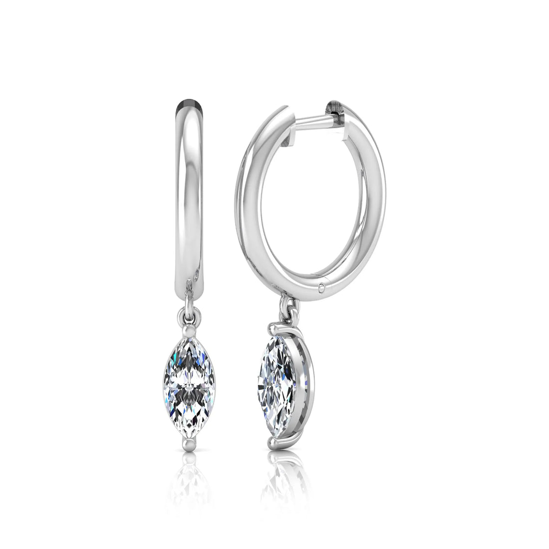 OctaPearl Marquise Drop Lab Grown Diamond Huggie Hoop Earrings