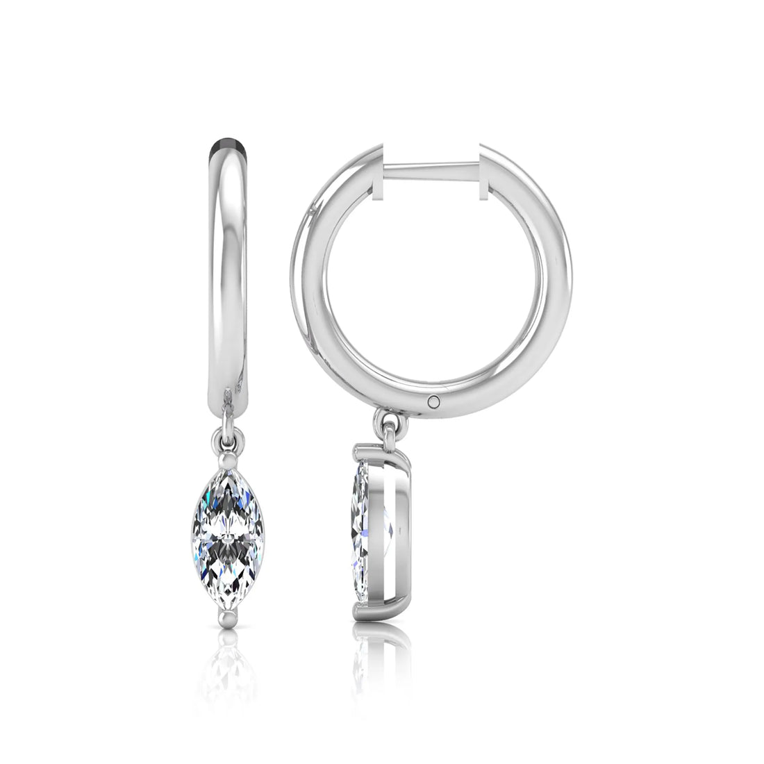 OctaPearl Marquise Drop Lab Grown Diamond Huggie Hoop Earrings