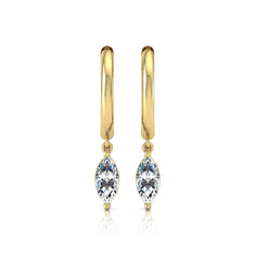 OctaPearl Marquise Drop Lab Grown Diamond Huggie Hoop Earrings - alternate view