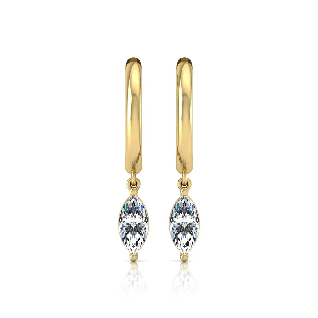 OctaPearl Marquise Drop Lab Grown Diamond Huggie Hoop Earrings