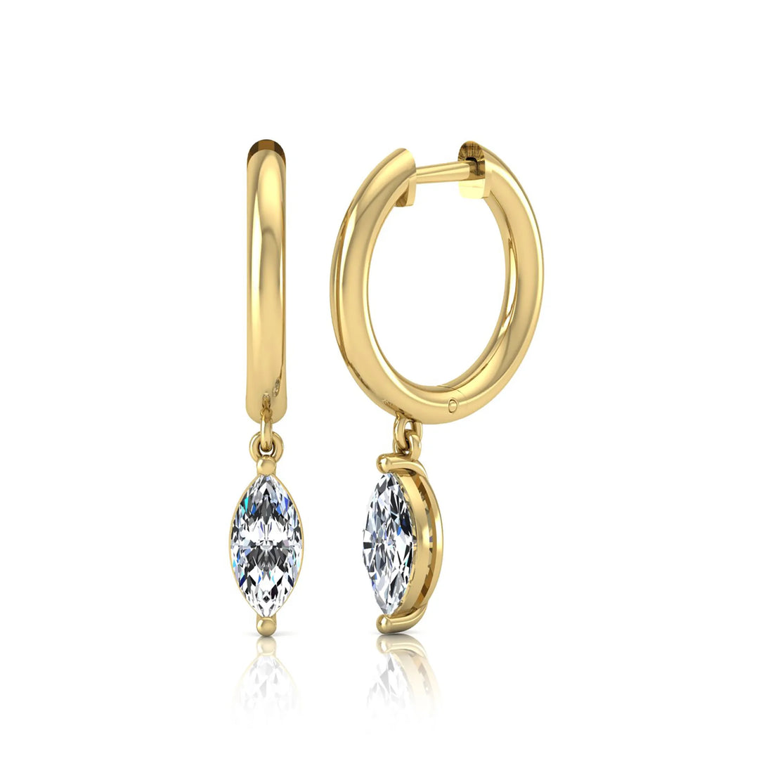 OctaPearl Marquise Drop Lab Grown Diamond Huggie Hoop Earrings