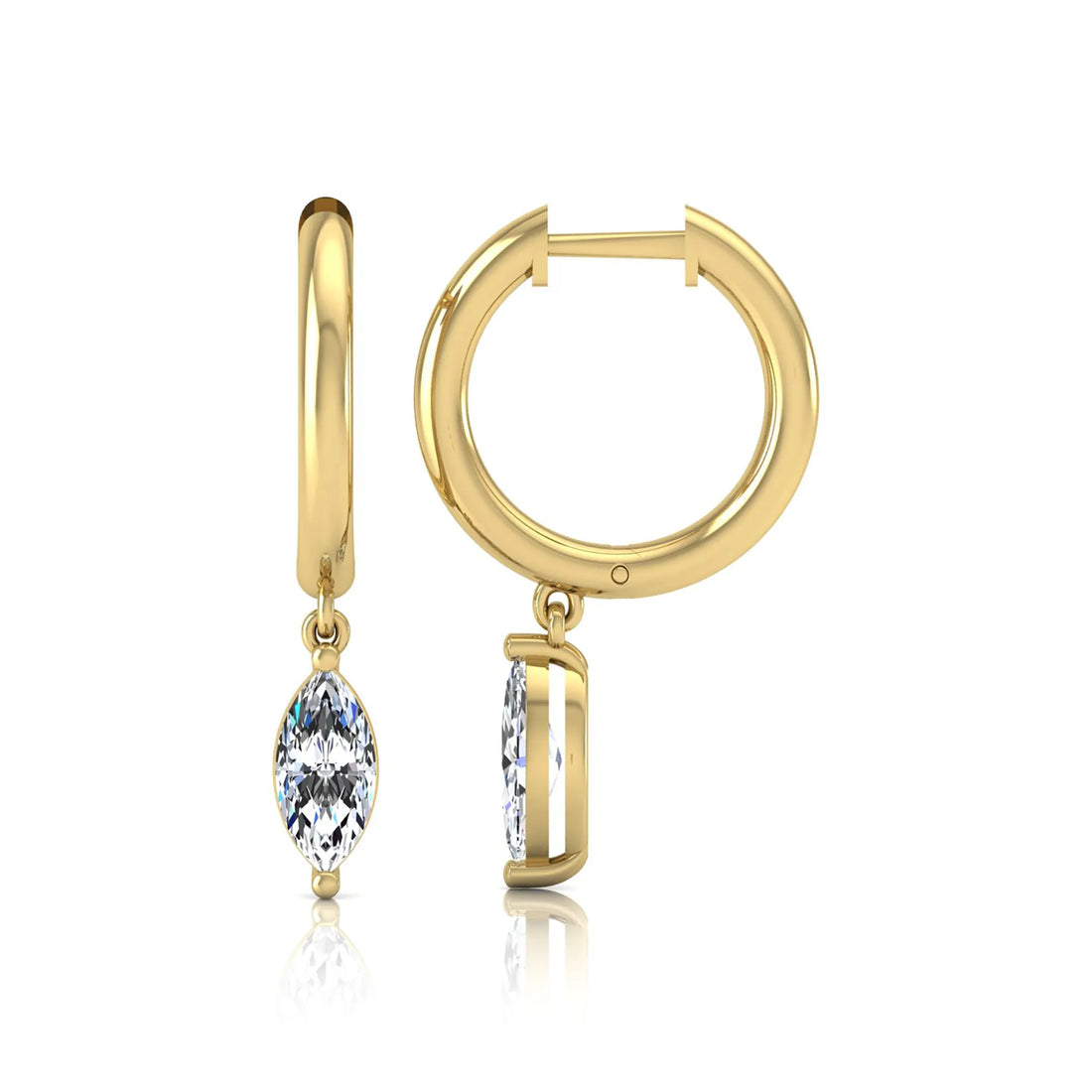 OctaPearl Marquise Drop Lab Grown Diamond Huggie Hoop Earrings
