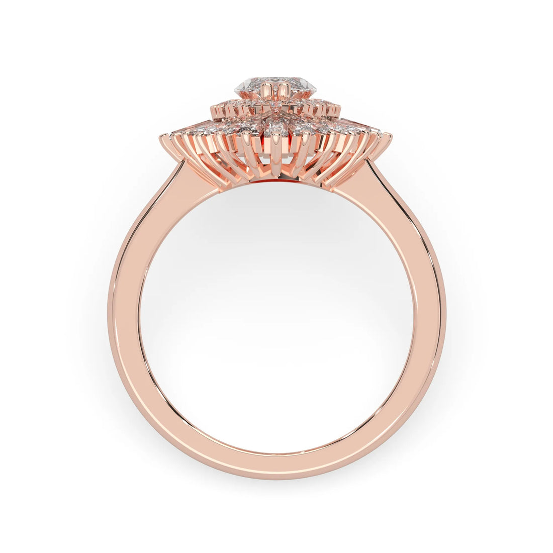 OctaPearl 1.00 ct Marquise Double Halo Lab Grown Diamond Floral Engagement Ring