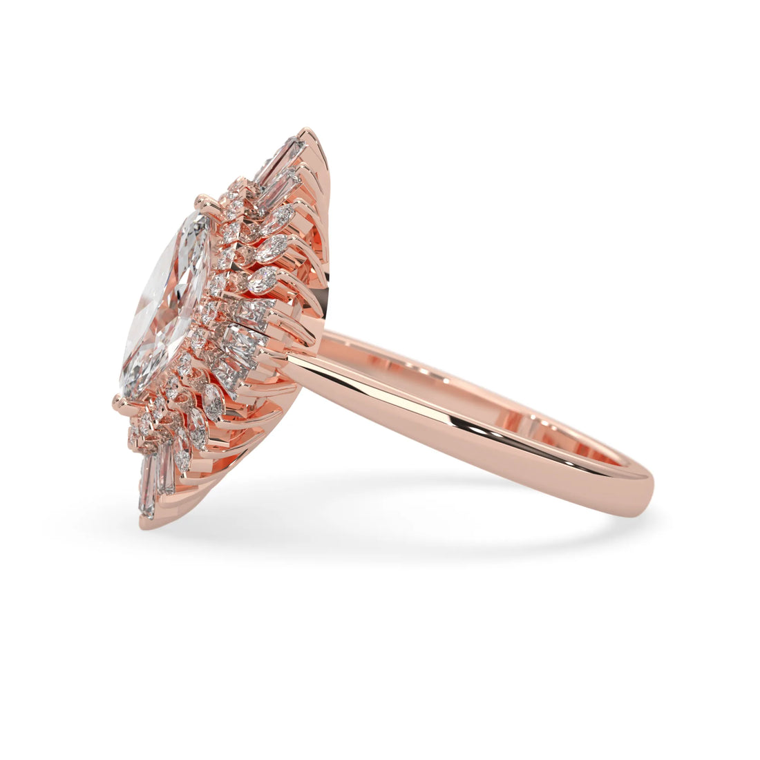 OctaPearl 1.00 ct Marquise Double Halo Lab Grown Diamond Floral Engagement Ring
