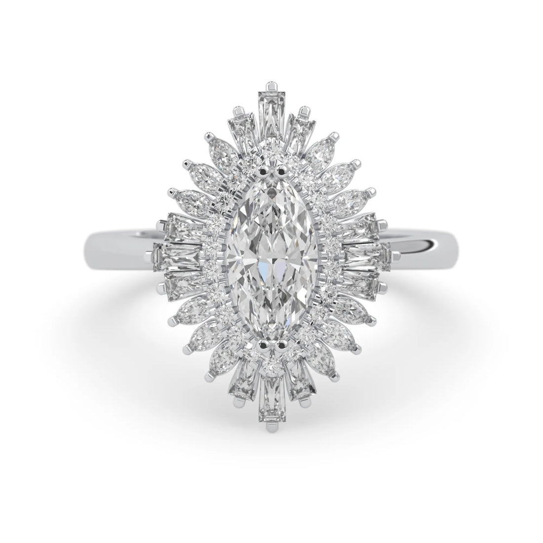 OctaPearl 1.00 ct Marquise Double Halo Lab Grown Diamond Floral Engagement Ring