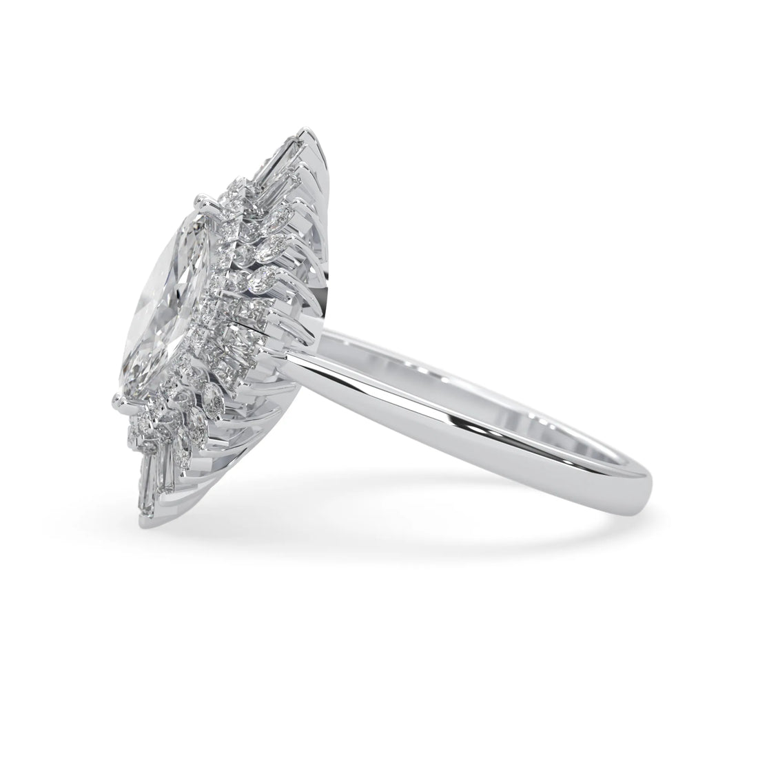 OctaPearl 1.00 ct Marquise Double Halo Lab Grown Diamond Floral Engagement Ring