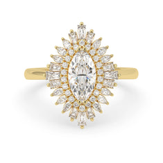 OctaPearl 1.00 ct Marquise Double Halo Lab Grown Diamond Floral Engagement Ring