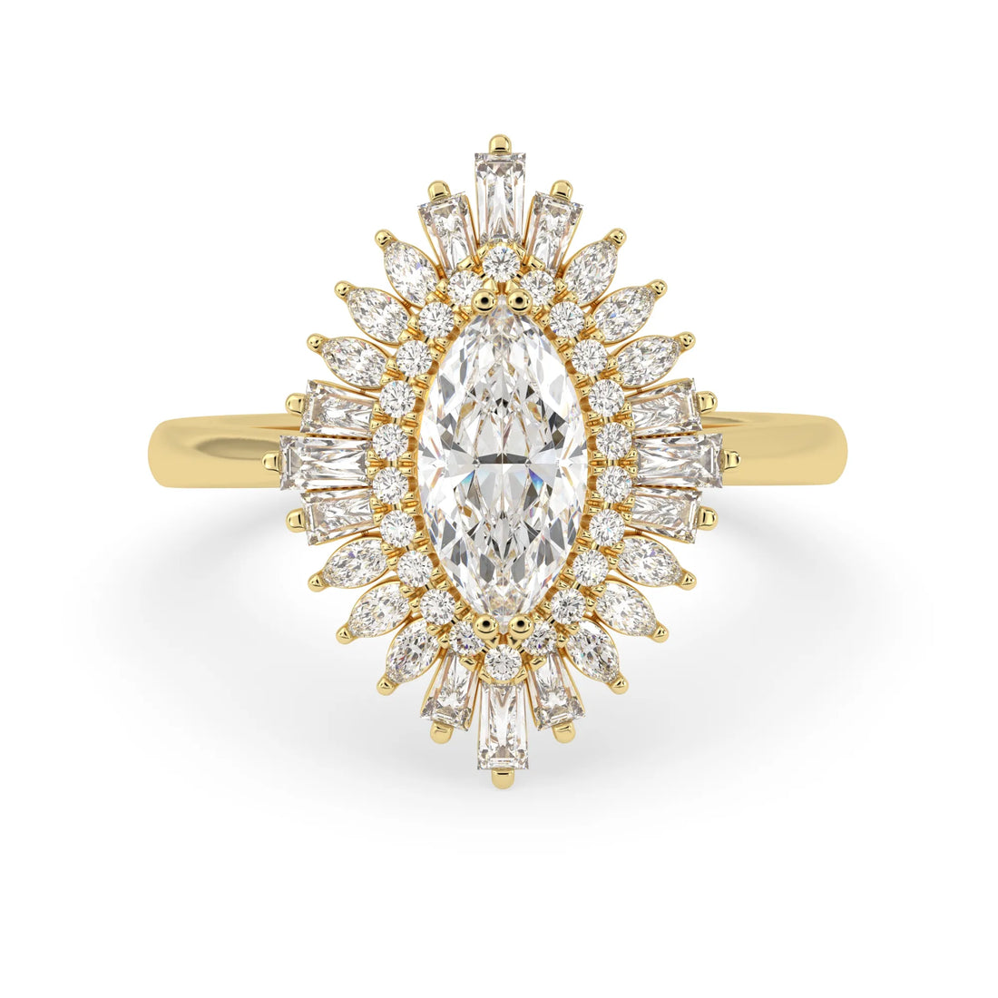 OctaPearl 1.00 ct Marquise Double Halo Lab Grown Diamond Floral Engagement Ring