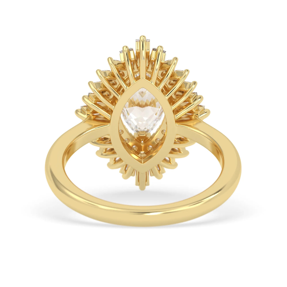 OctaPearl 1.00 ct Marquise Double Halo Lab Grown Diamond Floral Engagement Ring