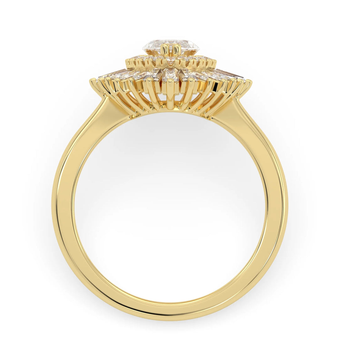 OctaPearl 1.00 ct Marquise Double Halo Lab Grown Diamond Floral Engagement Ring