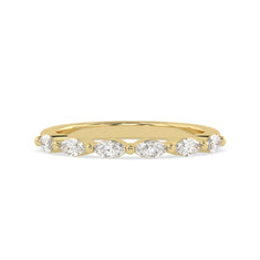 OctaPearl Marquise Cut Lab Grown Diamond Half Eternity Wedding Band