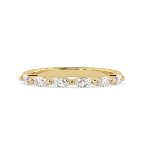OctaPearl Marquise Cut Lab Grown Diamond Half Eternity Wedding Band