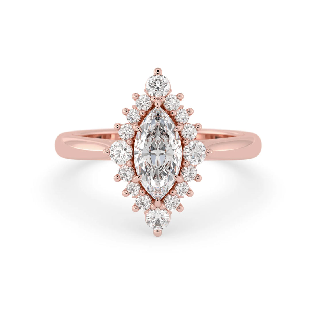 OctaPearl 1 ct Marquise Lab Grown Diamond Halo Engagement Ring