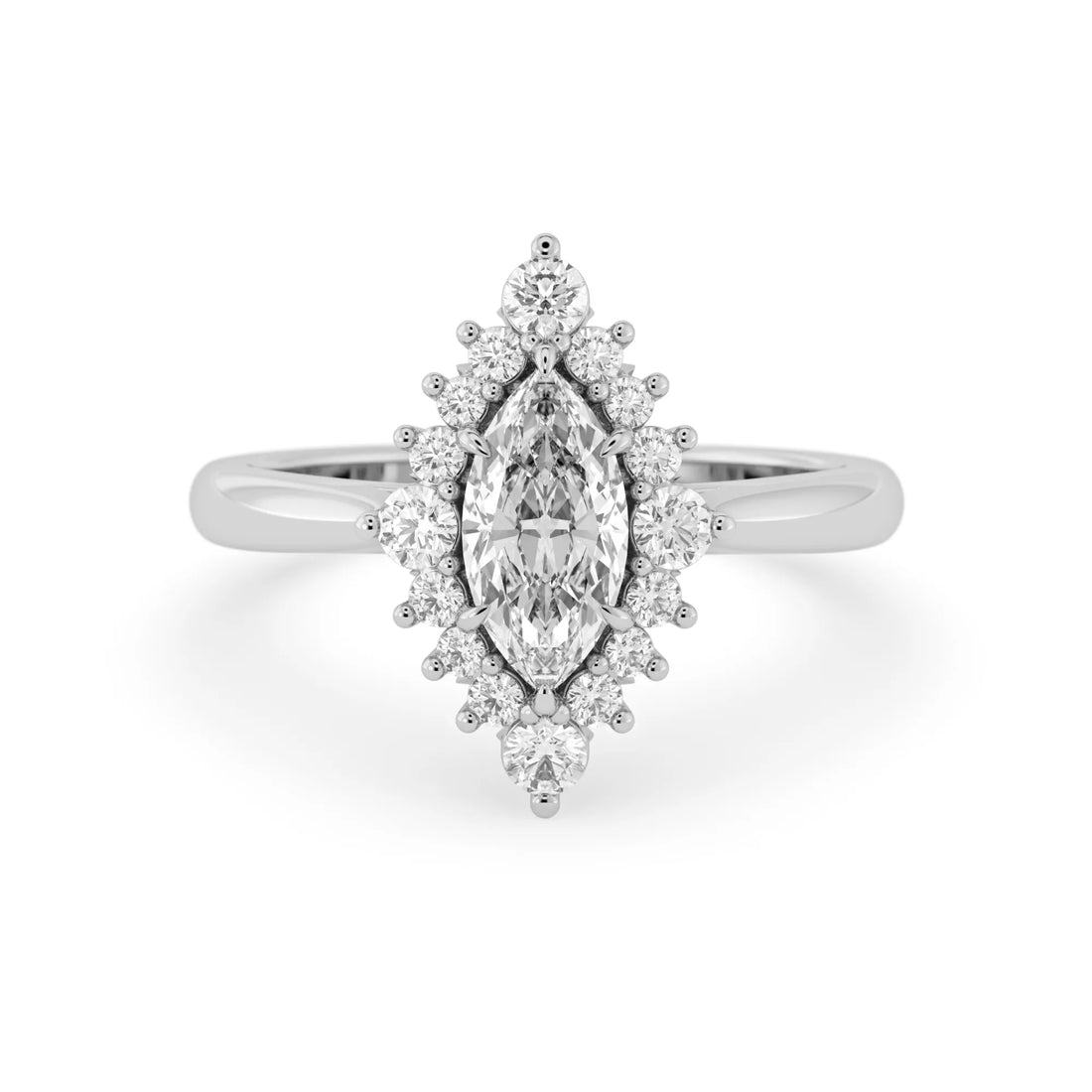 OctaPearl 1 ct Marquise Lab Grown Diamond Halo Engagement Ring