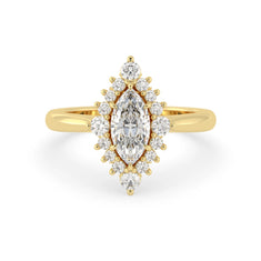 OctaPearl 1 ct Marquise Lab Grown Diamond Halo Engagement Ring