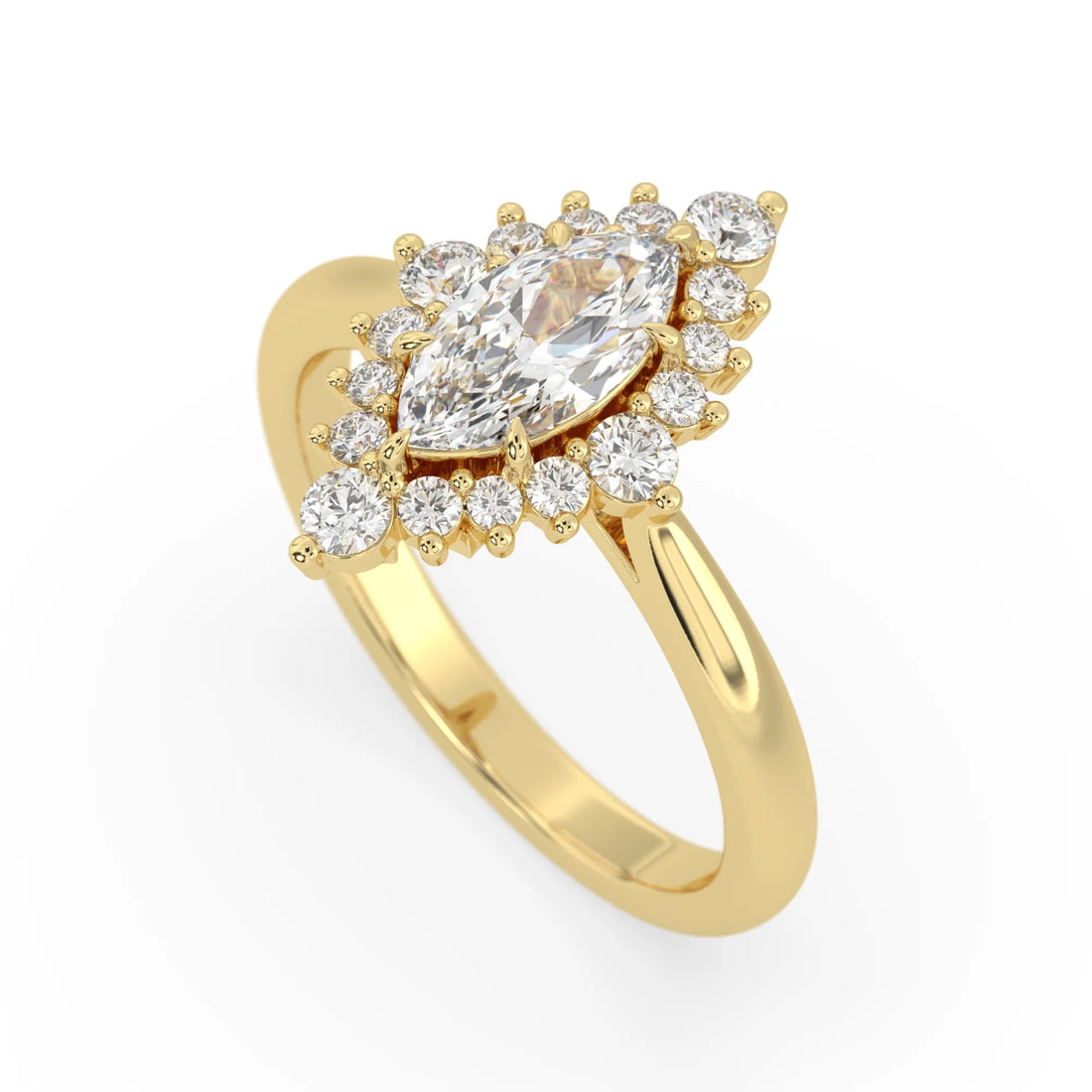 OctaPearl 1 ct Marquise Lab Grown Diamond Halo Engagement Ring