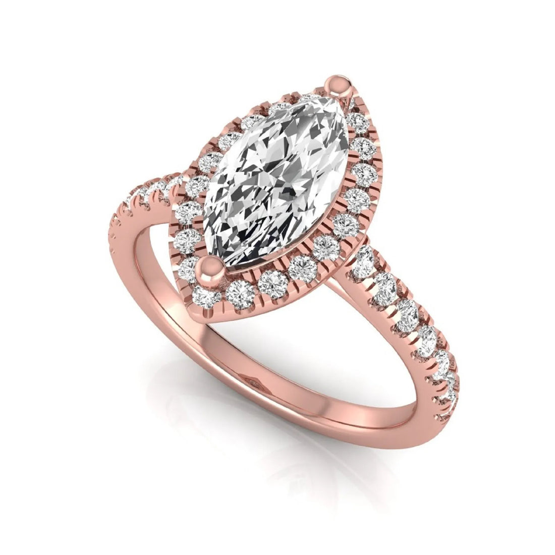 OctaPearl 1 ct Marquise Halo Lab Grown Diamond Engagement Ring