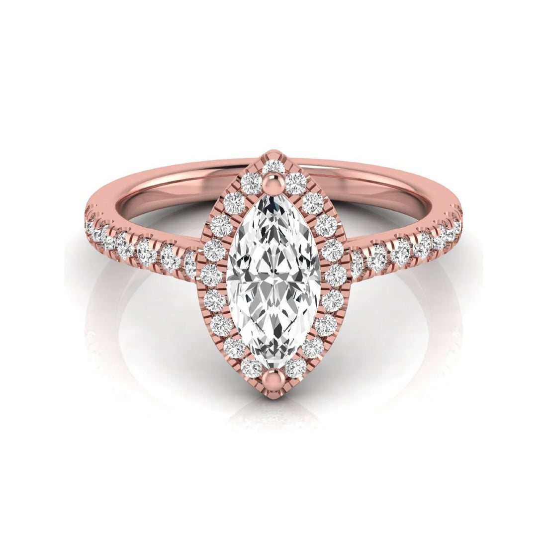 OctaPearl 1 ct Marquise Halo Lab Grown Diamond Engagement Ring